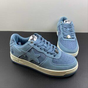 NWT Bape Sta Low Unisex All Blue Unisex Shoes